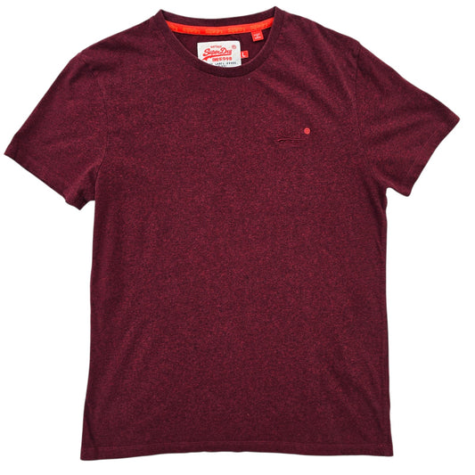 Superdry Men's Burgundy T-Shirt L Crew Neck Short Sleeve Vintage Logo