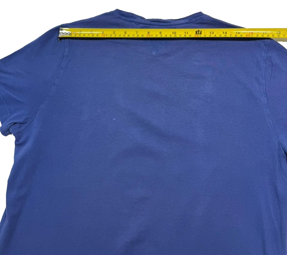 Tommy Hilfiger Men's Blue Organic Cotton T-Shirt Logo Short Sleeve Size L