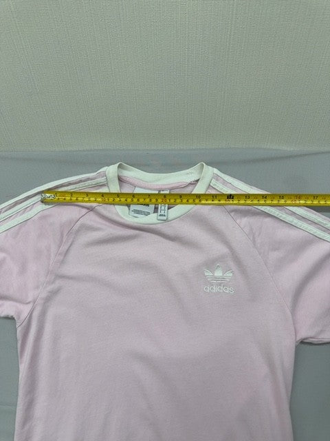 Adidas Originals Pink Women's S Short Sleeve 3-Stripes T-Shirt Cotton
