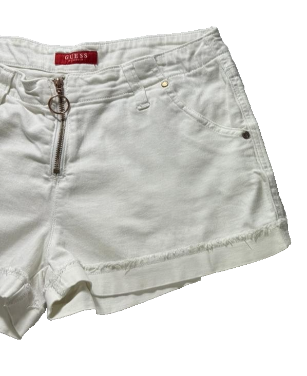 Women's Guess Los Angeles White Cuffed Shorts Raw Edge - Size 29