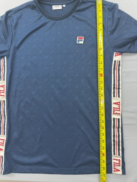 Fila Men's Navy Stripe Short Sleeve T-Shirt S Cotton Regular Fit