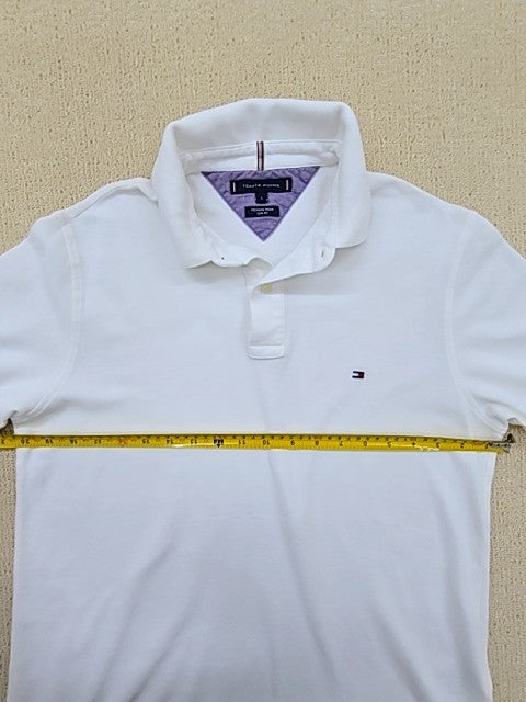 Tommy Hilfiger Men's White Slim Fit L Polo Short Sleeve Cotton Pique