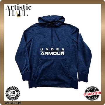 Under Armour Men's Navy Pullover Fleece Hoodie M Loose Fit
