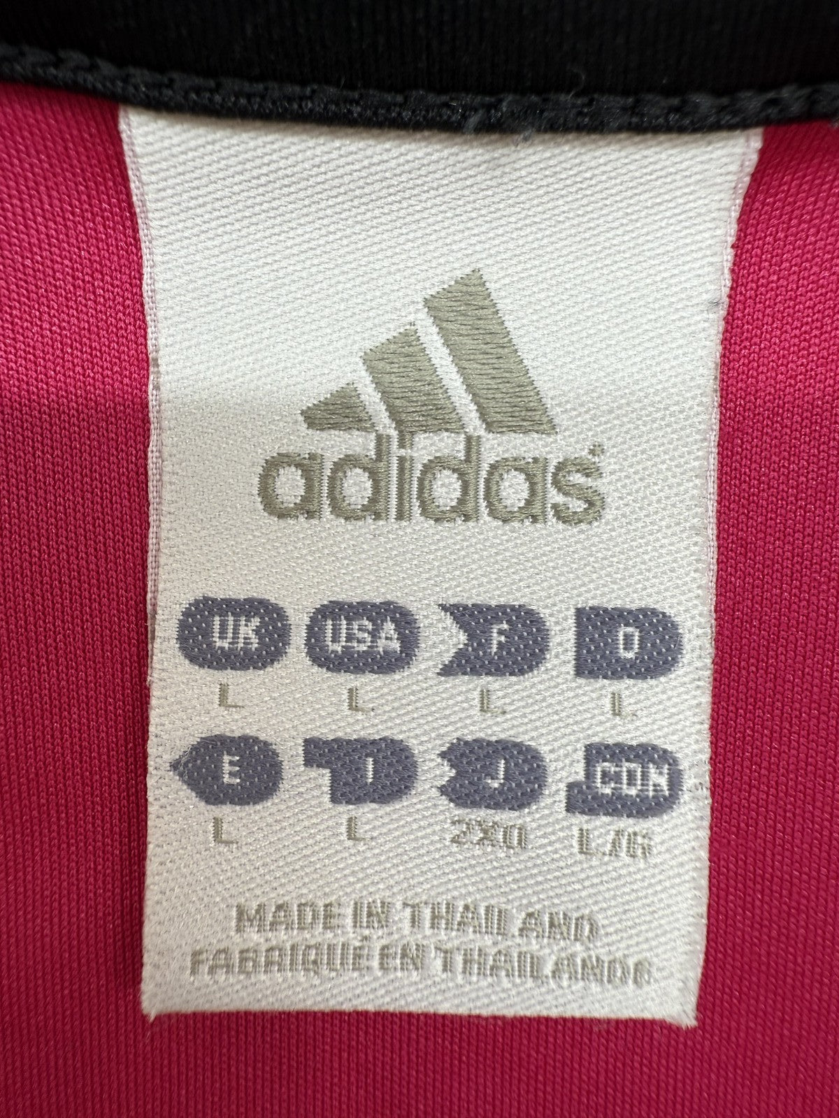Adidas Pink Striped Soccer Jersey L Short Sleeve Crewneck Polyester