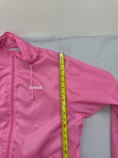 Reebok Hot Pink Windbreaker Women's XL Long Sleeve Drawstring Zipper