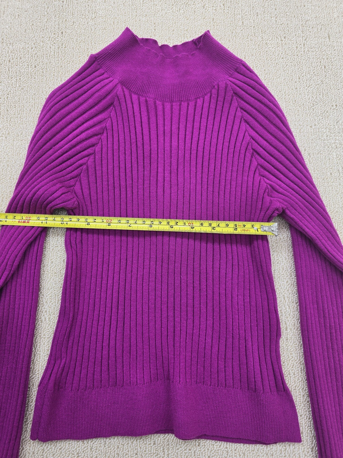 Noisy May Women's Purple High Neck Ribbed Knit Top M Cropped