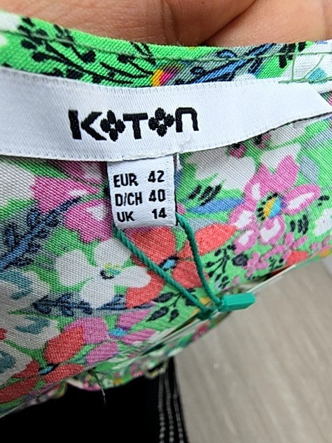Koton Green Floral Sleeveless Maxi Dress M V-Neck