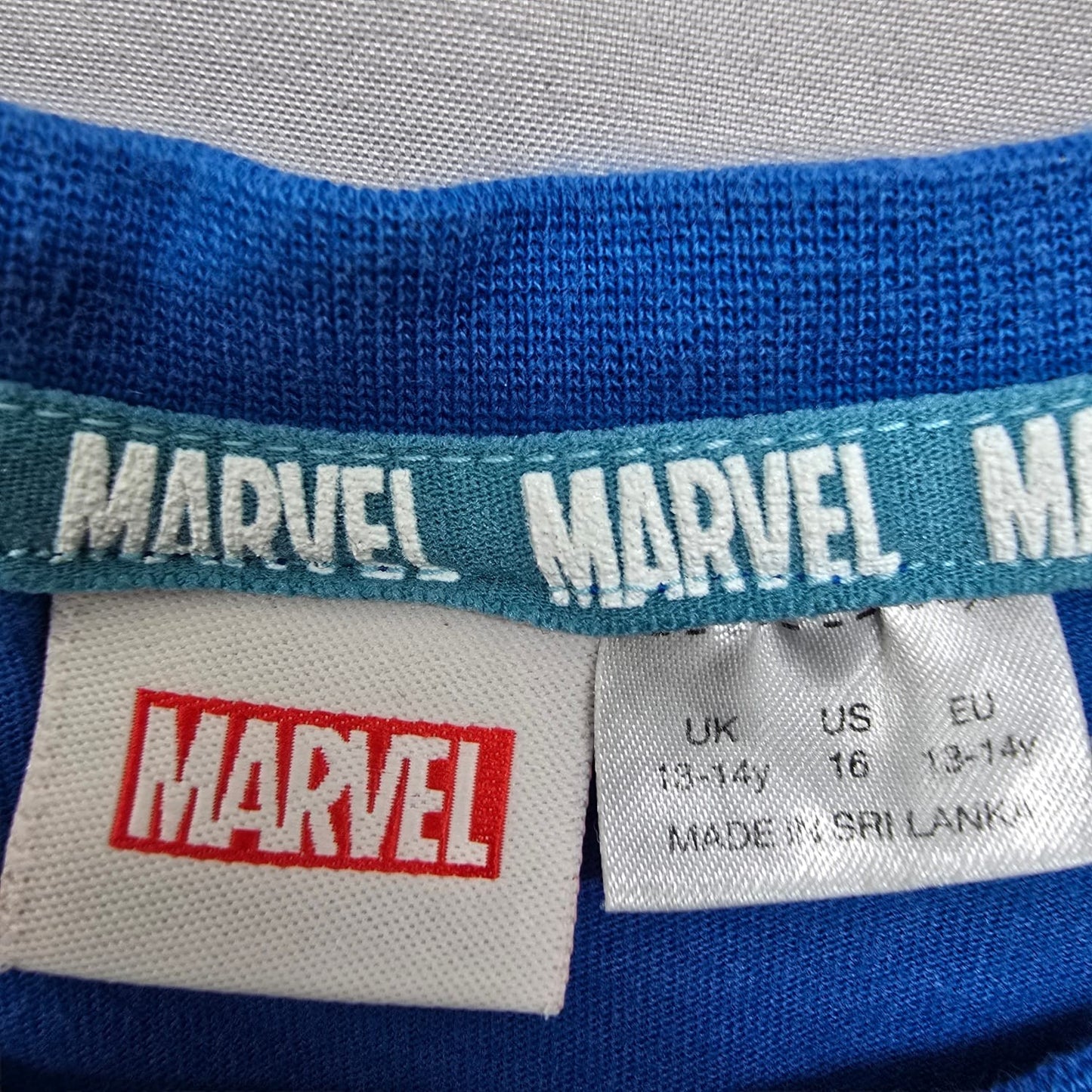 Marvel Iron Man Royal Blue Helmet Evolution Graphic T-Shirt Size 16