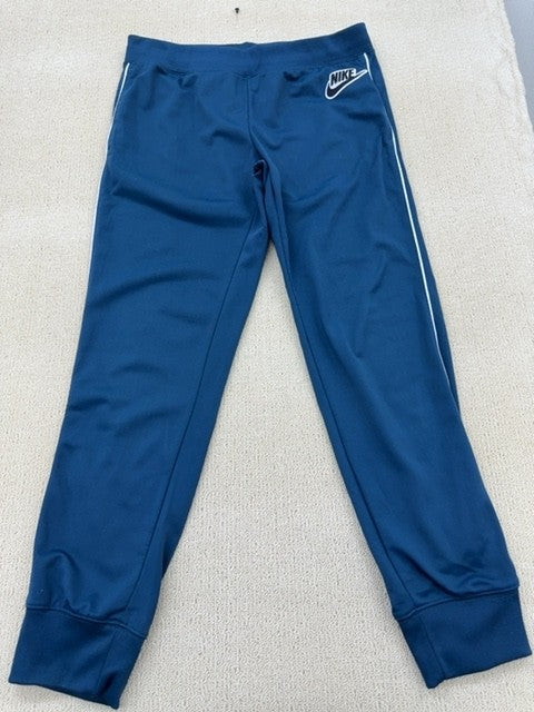 Nike Fleece Joggers Tapered Blue Drawstring Swoosh Unisex L