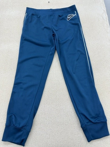 Nike Fleece Joggers Tapered Blue Drawstring Swoosh Unisex L