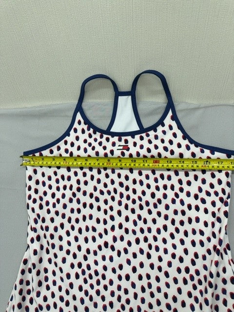 Tommy Hilfiger Women's White Polka Dot Mini Sport Dress M Sleeveless