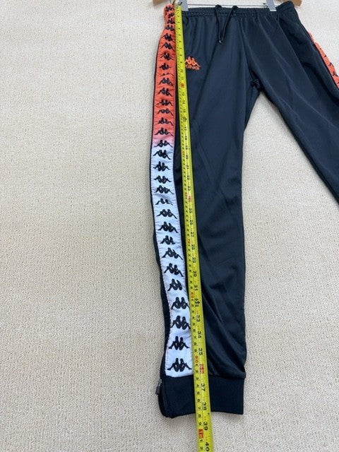 Kappa Men's Black Striped Track Pants Large Tapered Athletic