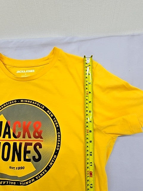 Jack & Jones Yellow Short Sleeve Crew Neck T-Shirt Sz S Unisex