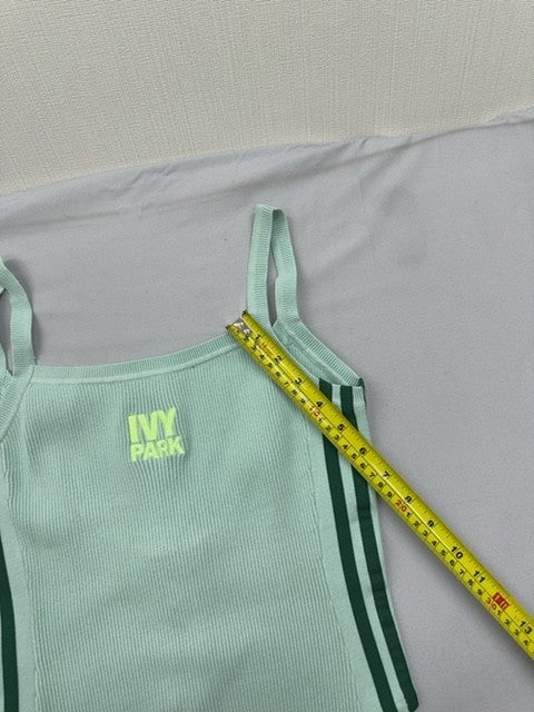 Adidas Ivy Park Green Ribbed Striped Women's Sleeveless Bodysuit