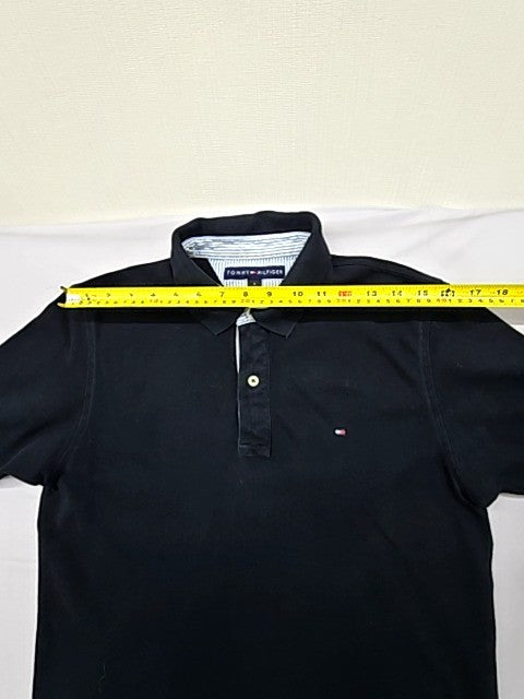 Tommy Hilfiger Men's Black Polo Shirt Size S Short Sleeve Cotton Logo