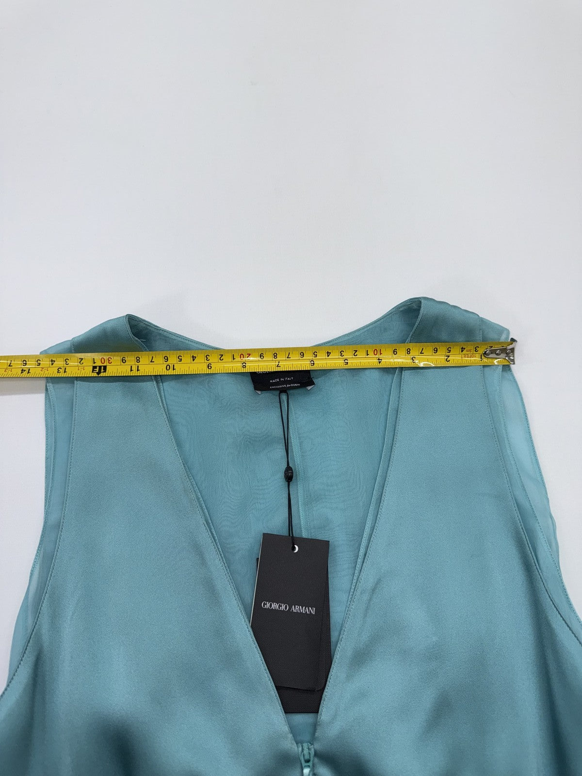 Giorgio Armani Women’s Turquoise Silk Sleeveless Blouse EU 46