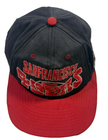 San Francisco 49Ers Men's Black Red Snapback Hat Embroidered Logo Nfl Adjustable