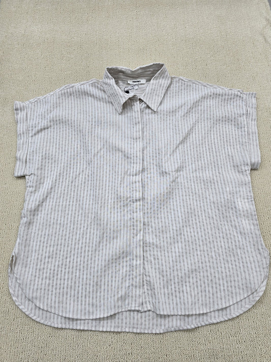 Koton Women's Beige Shirt – Size S, Regular Fit, Striped