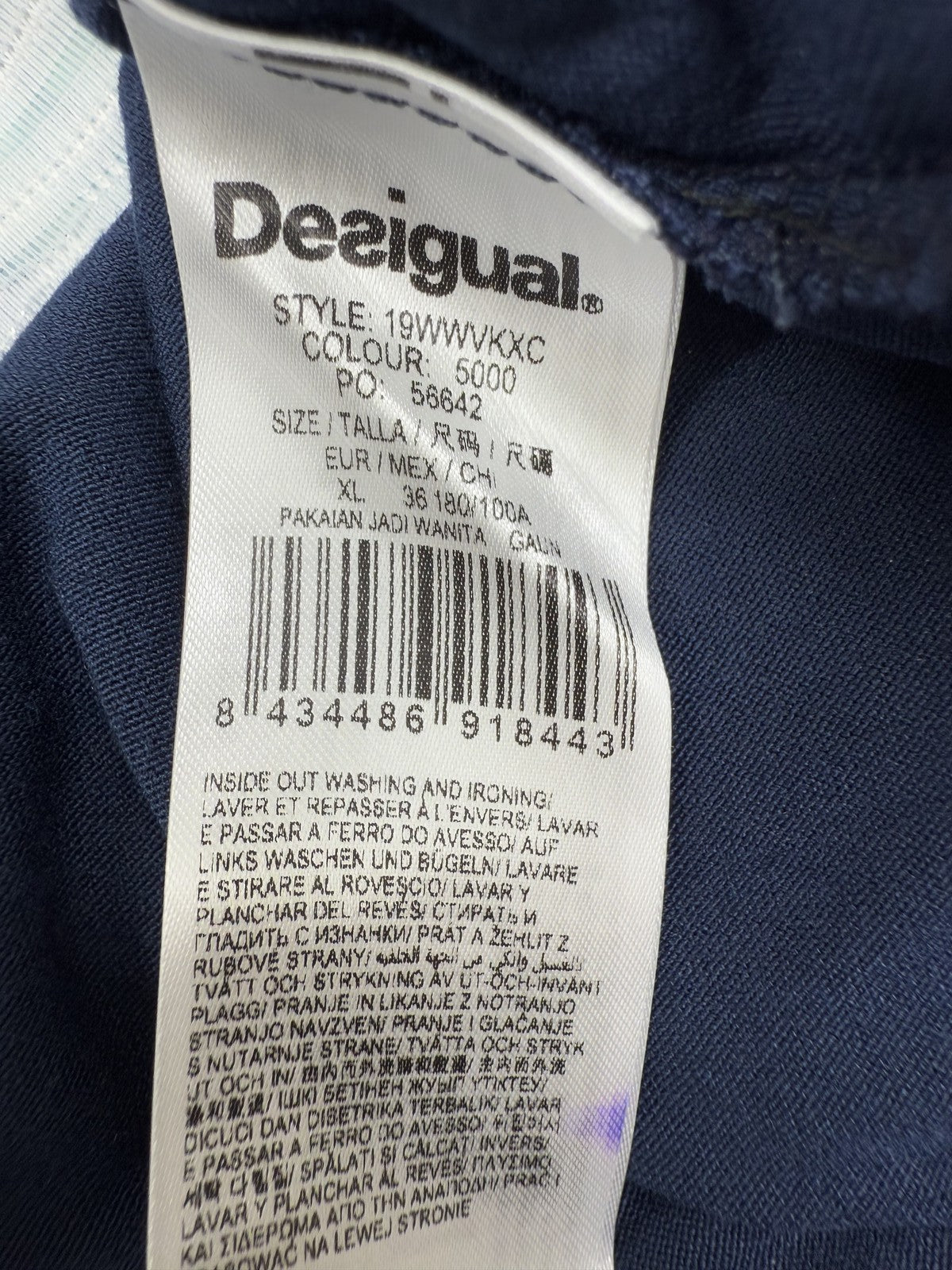 Desigual Women's XL A-Line Striped Sleeveless Knee Dress Navy Teal