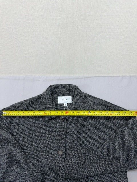 Vila Grey Melange Button Jacket Women Short Boxy Long Sleeve