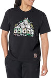 Adidas Men's Black T-Shirt – Size L, Multi-Color Graffiti Brand Department