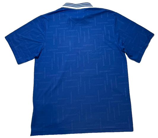 Vintage Umbro Men's Blue Jersey – Size L, 90S Collared In Brand