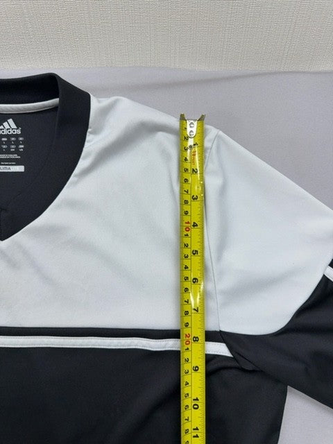 Adidas Men's Striped Climalite V-Neck Jersey L Black White Thailand