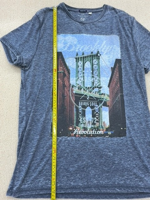 Brave Soul Men's XL Grey Brooklyn Bridge Burnout Slim T-Shirt