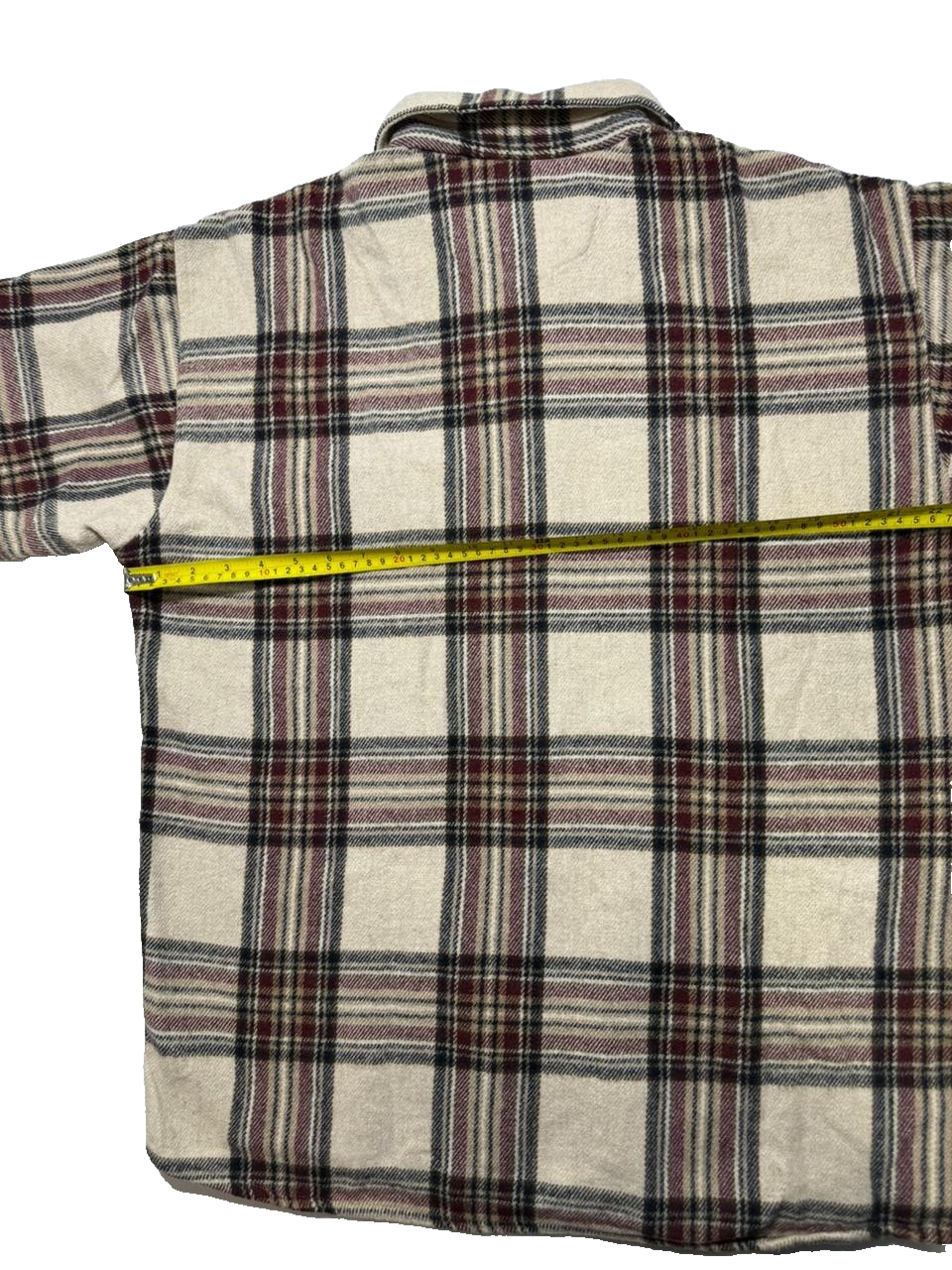 Marc Gibaldi Plaid Flannel Shirt Beige Red Check Long Sleeve Men's Casual Top XL
