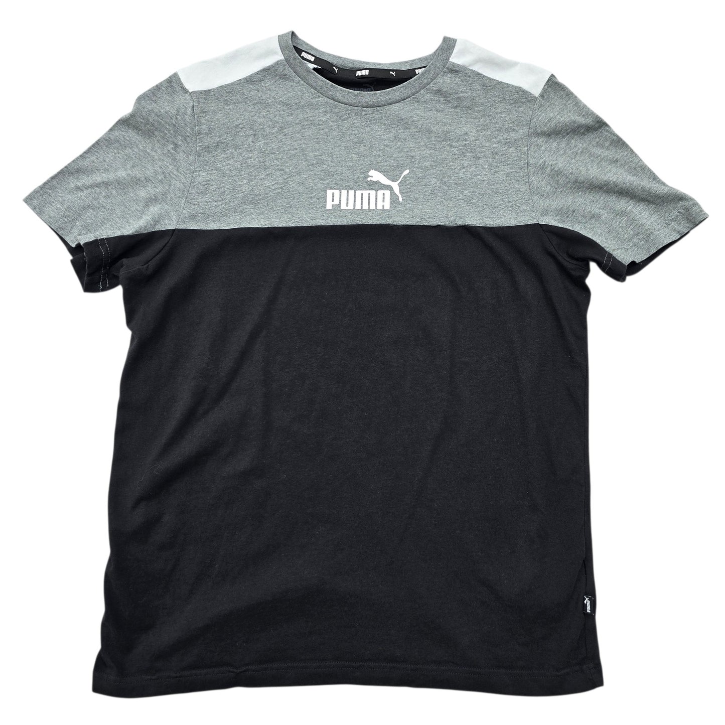 PUMA Men's Black Gray Colorblock Tee Regular Fit New