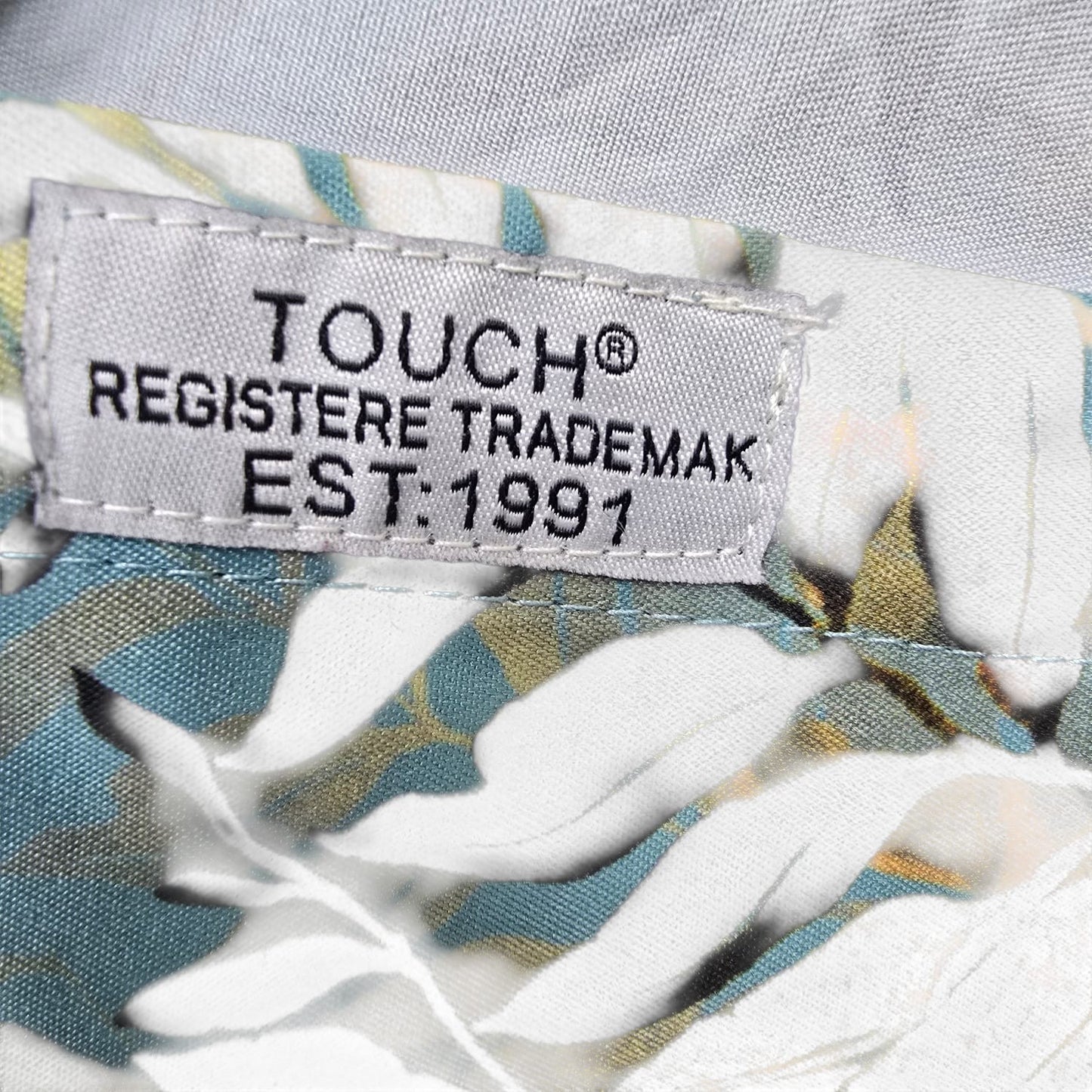 Touch Men's Blue Floral Camp Collar Cotton Shirt 3XL Vintage