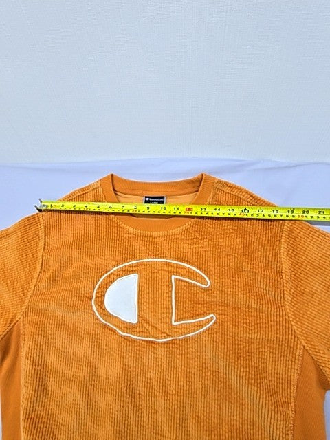 Champion Unisex Orange Corduroy Crewneck Hoodie Size L