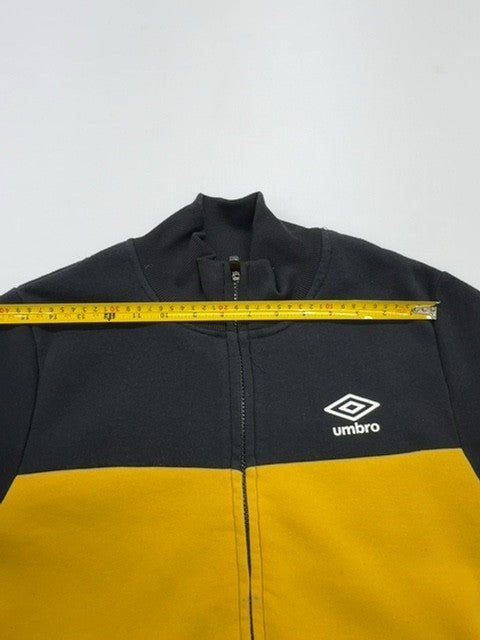 Umbro Mens Black Yellow Track Jacket Size L Full Zip Lightweight Fleece