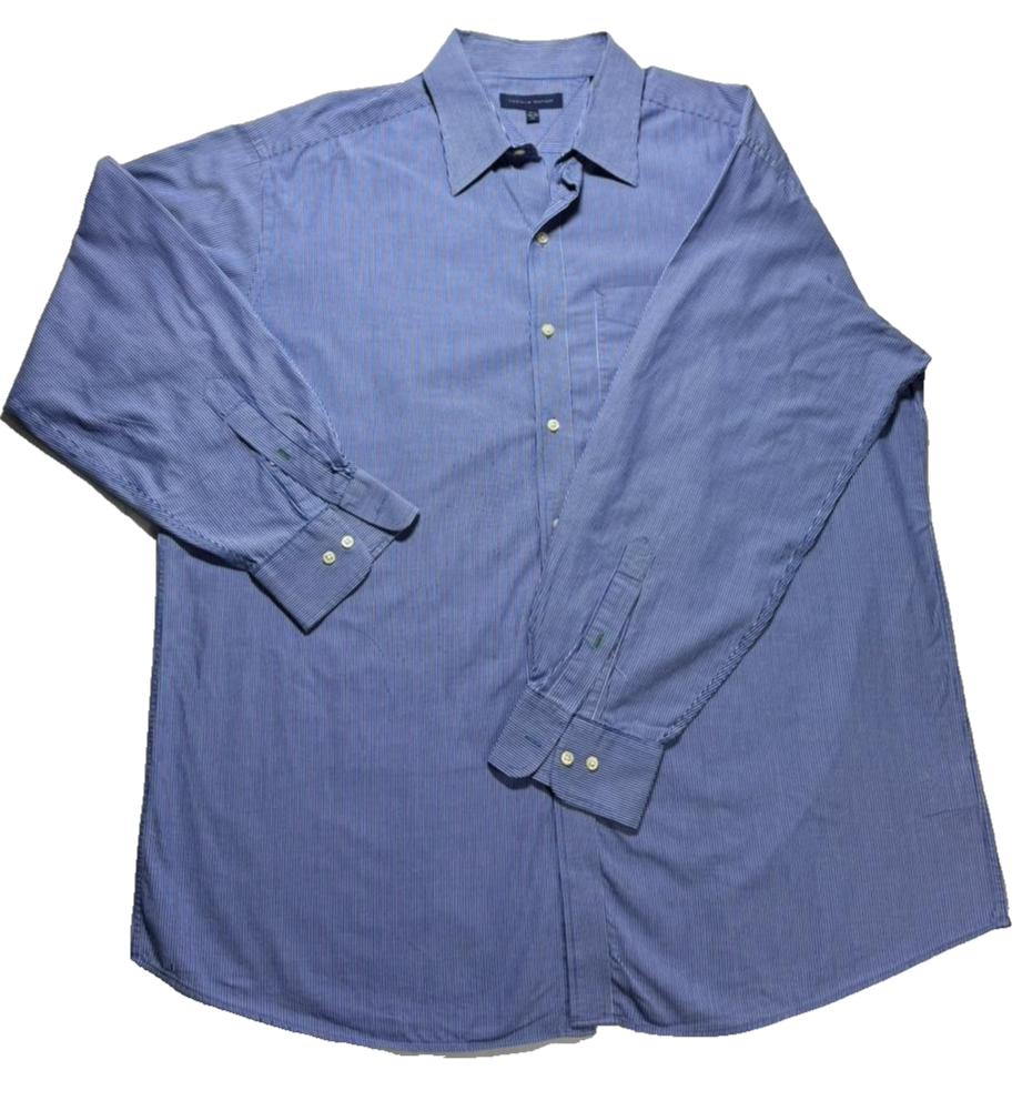 Tommy Hilfiger Men'S Shirt | Size Xl  34-35 | Blue White Striped