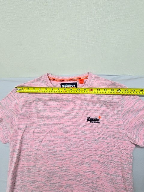 Superdry Men's Pink Space Dye Slim T-Shirt Large Orange Label