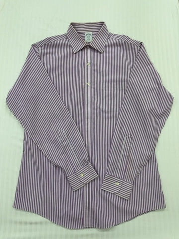 Brooks Brothers Men's Purple Striped Slim Fit Dress Shirt 16-35 French Cuff