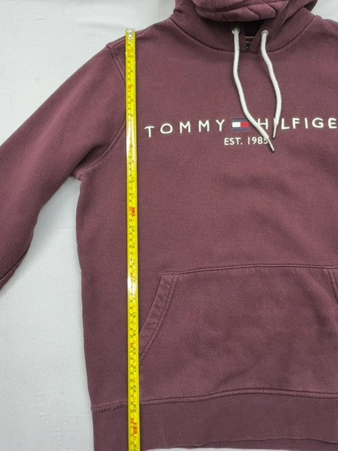 Tommy Hilfiger Men's Burgundy Organic Cotton Hoodie M Relaxed Fit