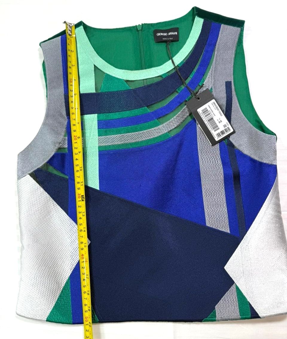 BNWT Armani Collezioni Sleeveless Top With Geometric Patch Work - Size 44