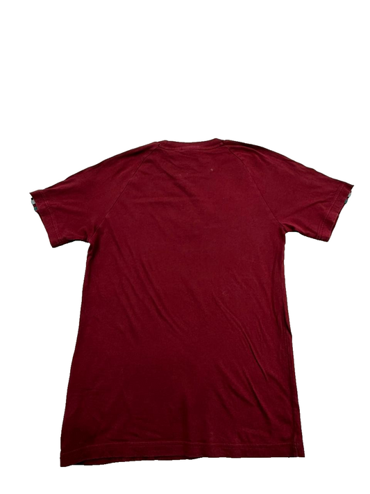 Adidas Originals Men's XS Burgundy Stripe 3-Stripes T-Shirt Cotton