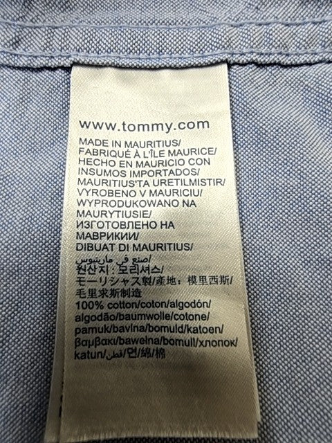 Tommy Jeans Light Blue Cotton Button-Down Shirt Men's M Long Sleeve