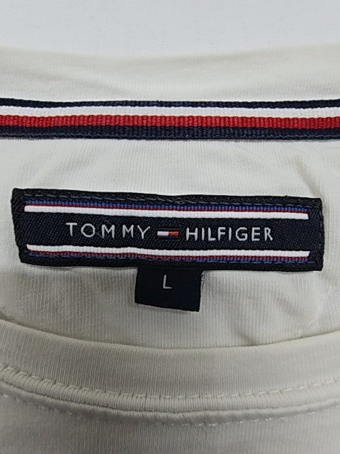 Tommy Hilfiger Mens White Logo Crew Neck T-Shirt Size L Great Condition