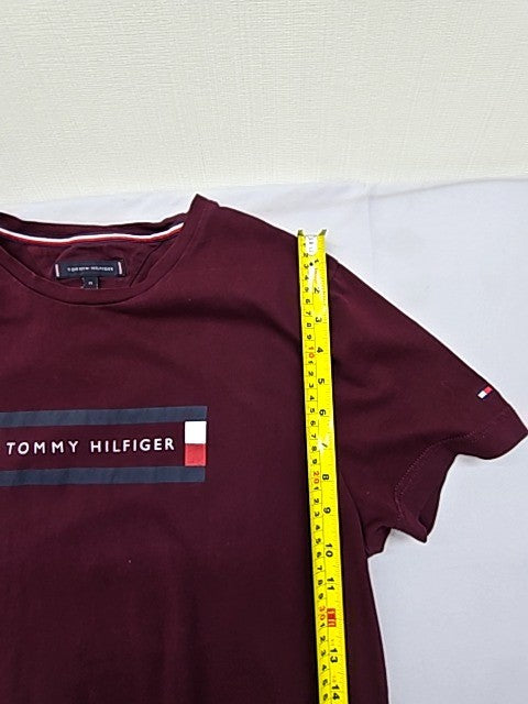 Tommy Hilfiger Men's Organic Cotton Burgundy T-Shirt M Short Sleeve Crew Neck