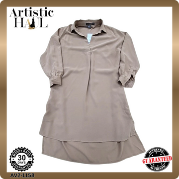 French Connection 71TVR Camel Midi Dress UK 8 Cotton Belted