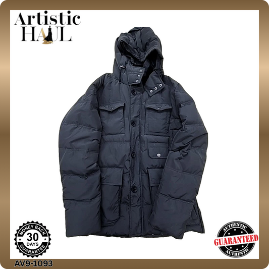 Champion Men's Black Coat – Size XL, Hooded, Puffer