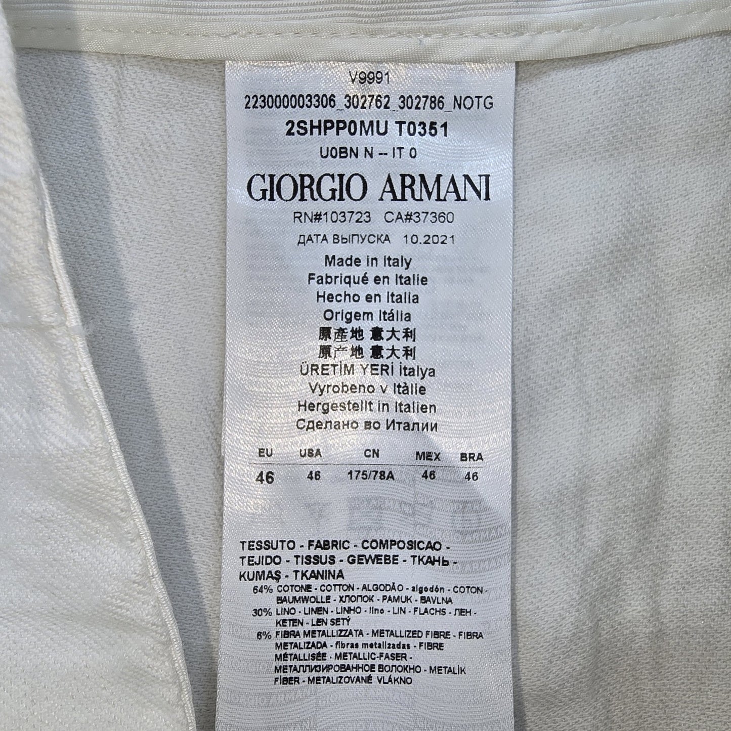 Giorgio Armani Men White Dress size 46 product image 4