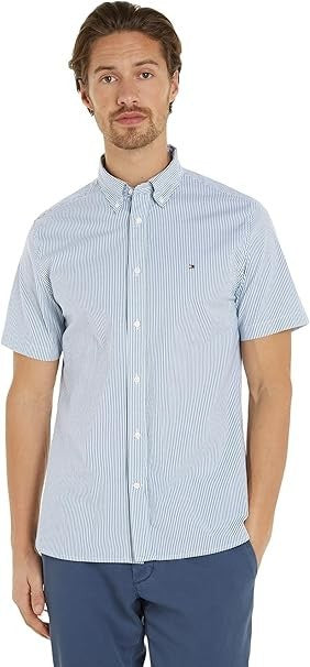 Tommy Hilfiger Men's Regular Fit Stripe Oxford Shirt In Blue And White - Size XL