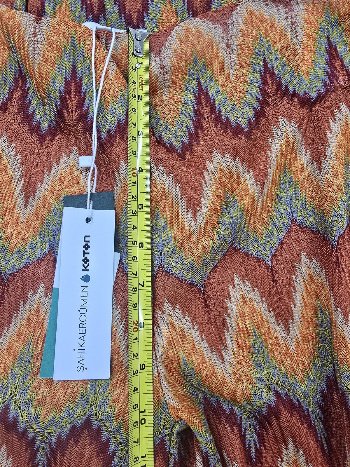 Koton Multicolor Zigzag Palazzo Wide Leg Trousers Women L Polyester Turkey