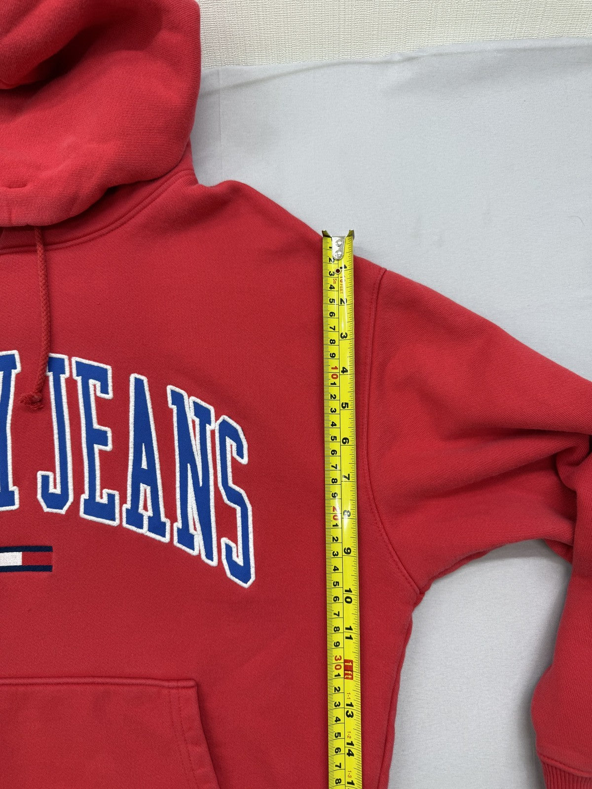 Tommy Jeans Men's Red Pullover Hoodie S French Terry Long Sleeve