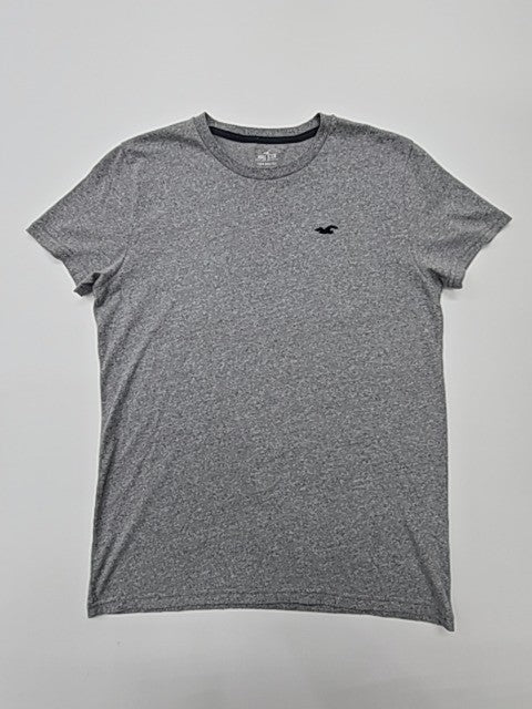 Hollister Men's Gray T-Shirt – Size S, Regular Fit, Logo
