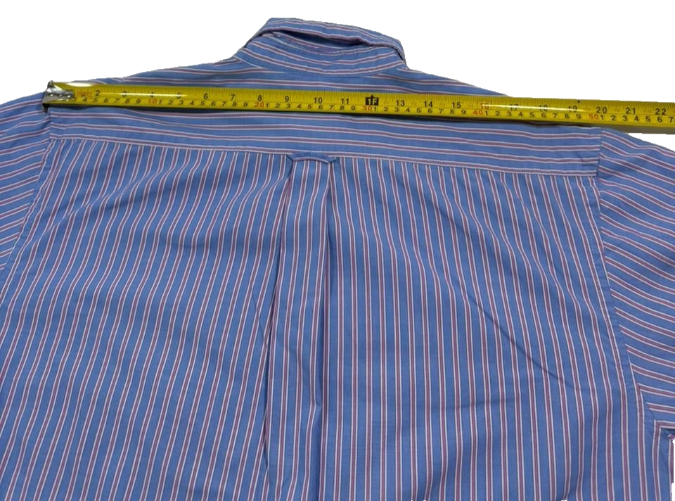 Izod Men's Blue Pink Striped Long Sleeve Button Shirt Size L